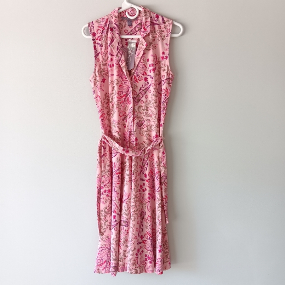 NEW A...Love Story Knit Boyfriend Sleeveless Shirt Dress Noilta Fuchsia Medium